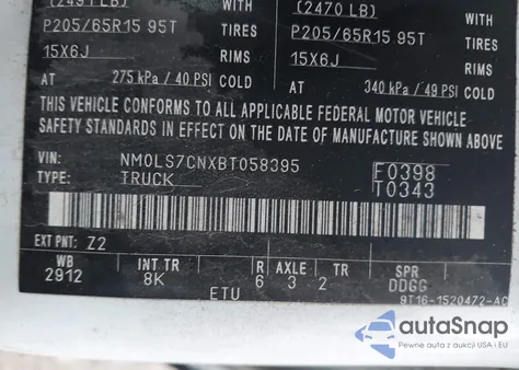 2011 Ford Transit Connect Xl z USA, uszkodzony, nr VIN NM0LS7CNXBT058395